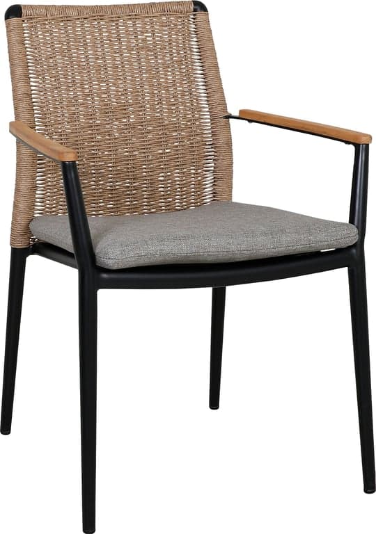 Bilde av Abrielle spisestol (Svart m/sisal og teakdetaljer)