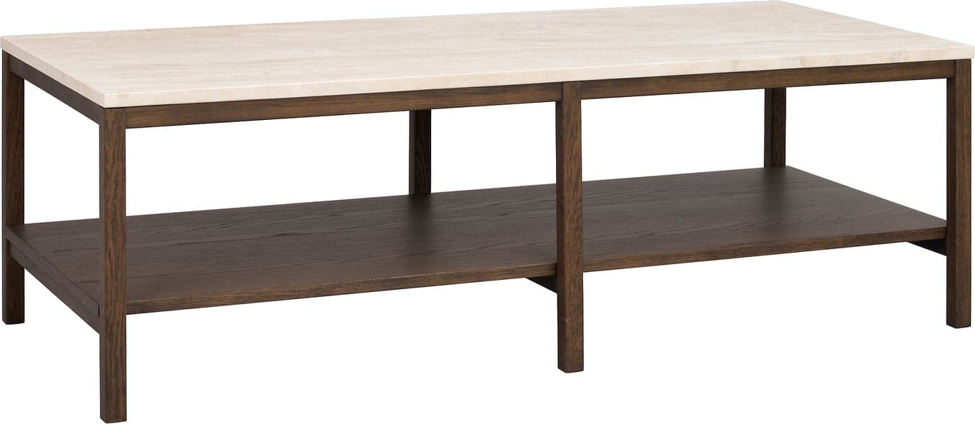 Bilde av Orwel sofabord (140x60 beige travertin/brun eik)
