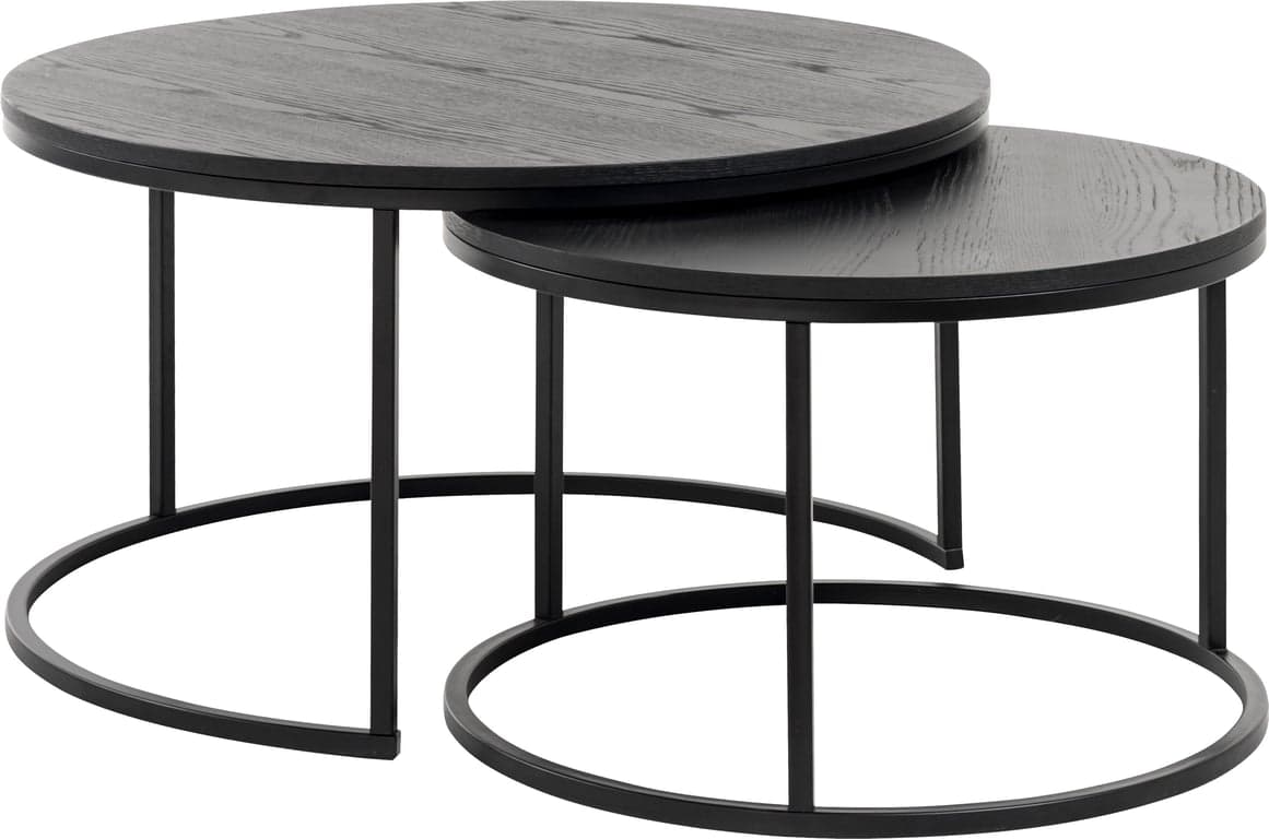 Bilde av Nobel sofabord sett rundt (Nobel settbord Ø 90 / 70 H 47 / 42 cm  matt svart)