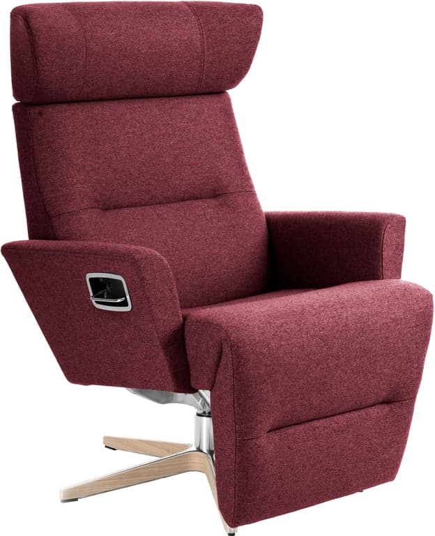 Bilde av Conform Relieve recliner (Svingfot ubehandlet eik/alu stoff Sheford aubergine)