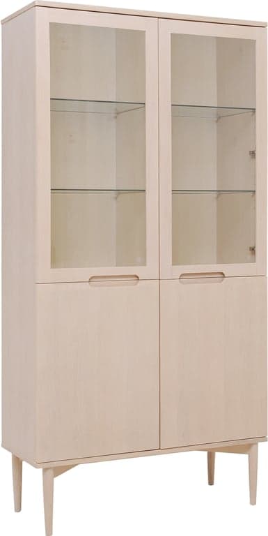 Bilde av Karmøy vitrine (95 x 41 H: 190 cm, hvitpigmentert eikefiner, med ledlys)