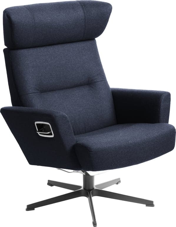 Bilde av Conform Relieve hvilestol (Stoff Sheford dark blue, svart aluminumsfot med sving)