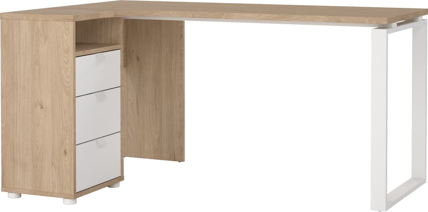 Bilde av Sign skrivebord hjørne (med skuffekassett natur/hvit)