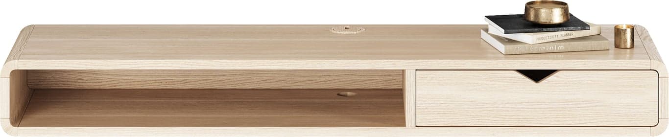 Bilde av Berlin TV-benk (130 x 35, H 15 cm, til veggoppheng, hvitoljet eikefiner)