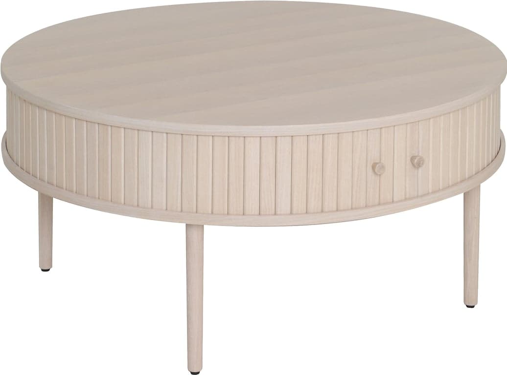 Bilde av Slide sofabord rundt (Ø 90 cm, hvitpigmentert eikefiner)