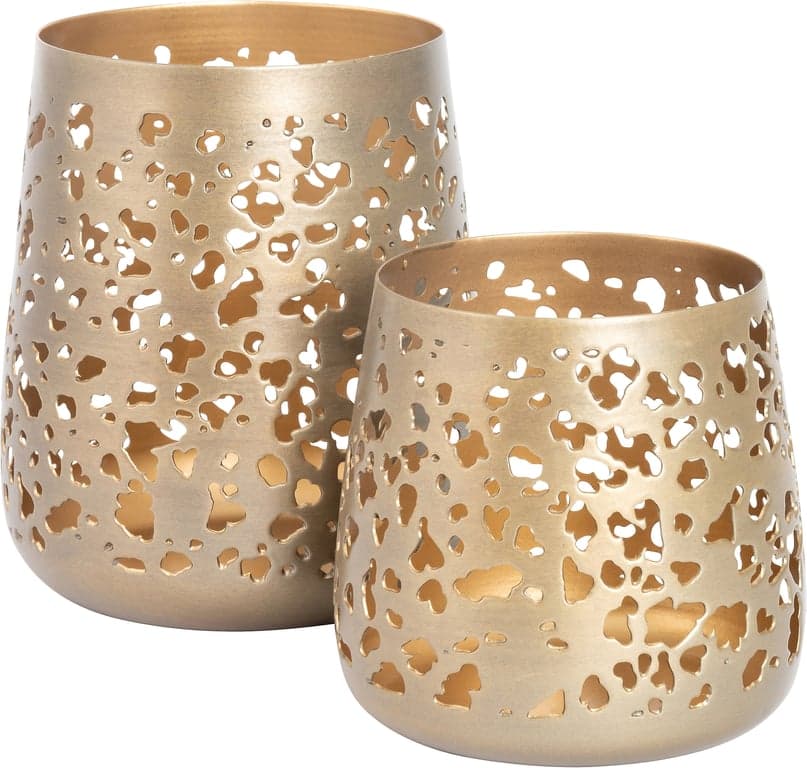 Bilde av Lama Anderlecht lyslykt gavesett (H: 10 + H: 13 cm, antikk messing, i gaveeske)