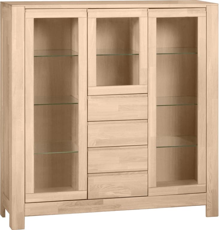 Bilde av Lugano vitrineskap (135 x 41, H 140 cm, hvitoljet heltre eik)