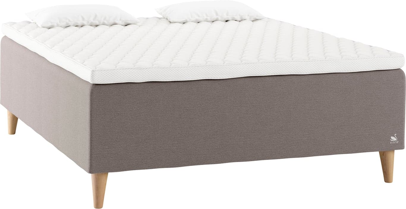Bilde av Svane® Mila kontinentalseng 150x200 (Moment IceGrey, Earth LatexGel overmadrass, Cone Oak 19cm ben)