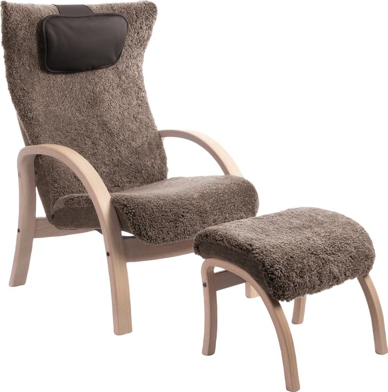 Bilde av Conform Easy hvilestol m/krakk (Fåreskinn sahara 1198-65, hvitoljet ramme)