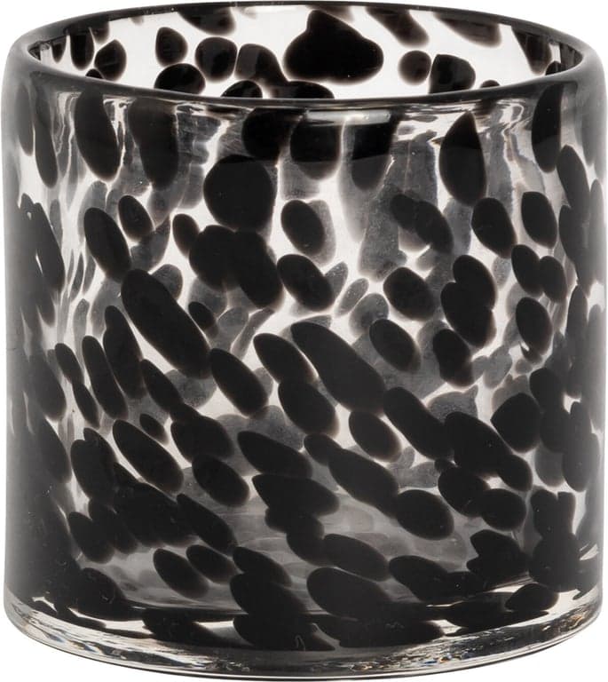 Bilde av Lama telysholder (glass svart leopard 10x10 cm)