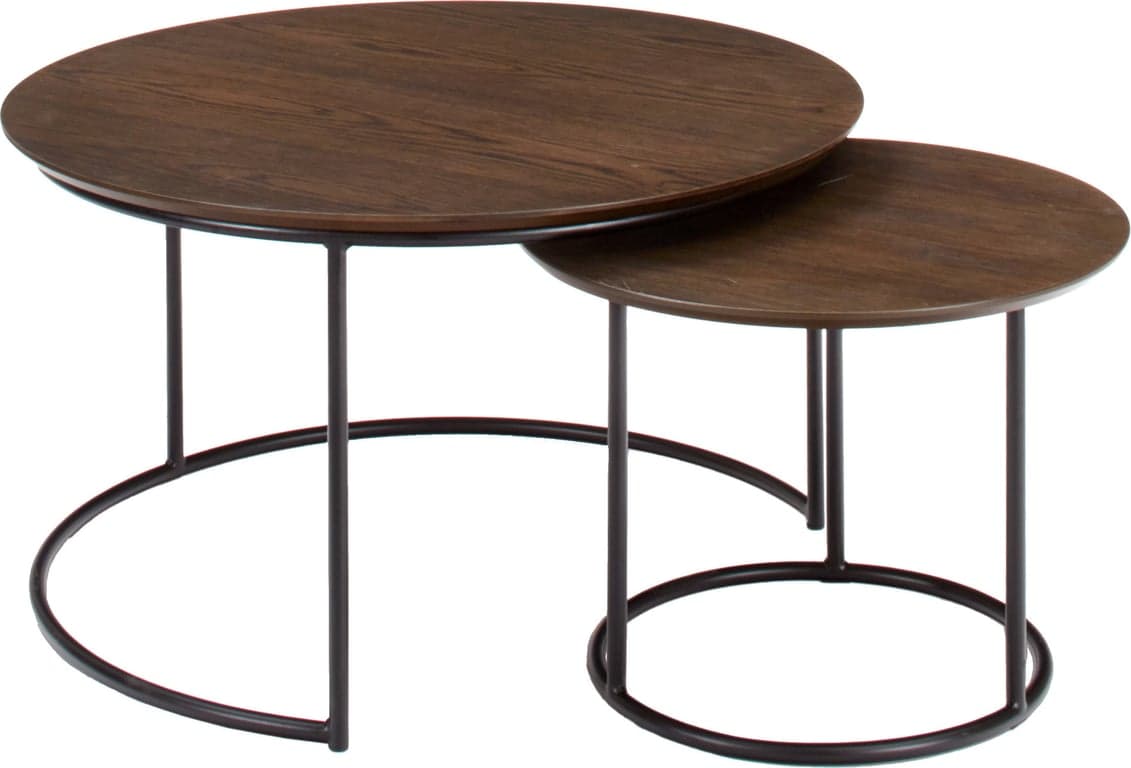 $Bilde av Santos sofabord sett (Ø90/60 cm  H52/46 cm, mocca finér)