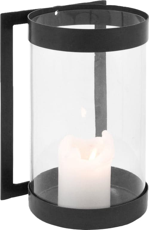 Bilde av Lama lyslykt vegg (Glass med svart metall nede H28 cm)