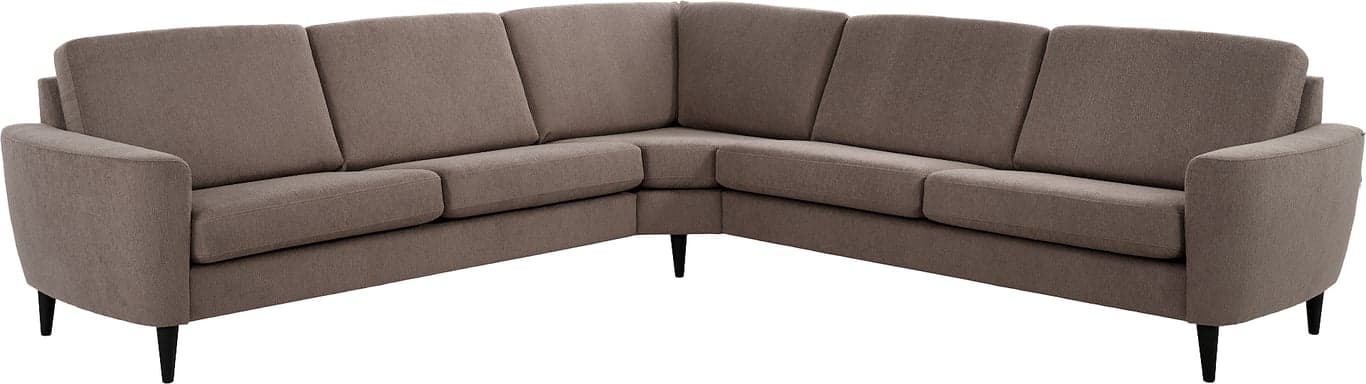 $Bilde av Choice Air hjørnesofa (Modulsofa 3 seter duo + stort hjørne + 3 seter duo, armlene 012, stoff Gear Taupe, ben 37 svartlakkert)