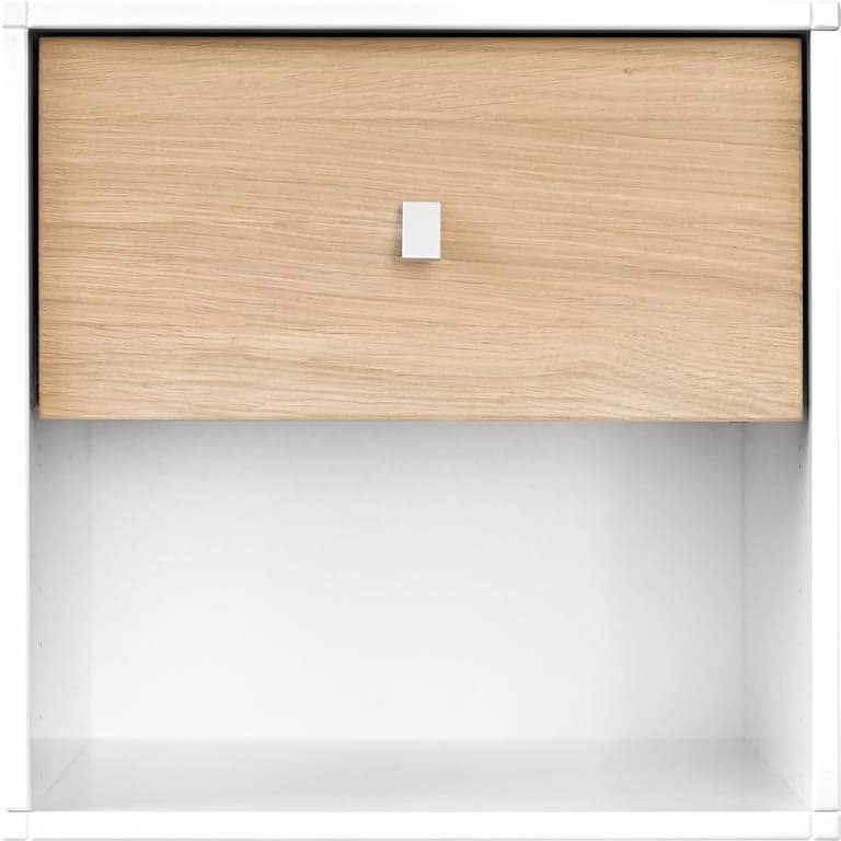 Bilde av Square nattbord (35 x 34 cm, H 35 cm. Modulsystem oppsett 78, nattbord m/skuff hvit malt MDF/eik)