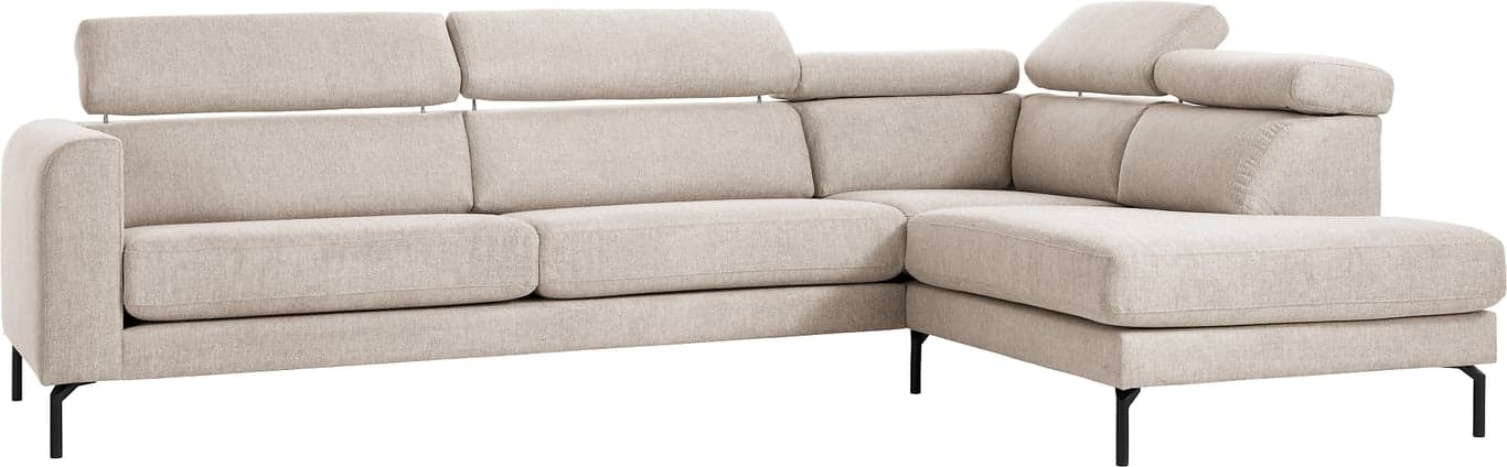 $Bilde av Capri hjørnesofa m/åpen ende (3 seter m/2 seteputer + åpen ende i stoff Brego beige)