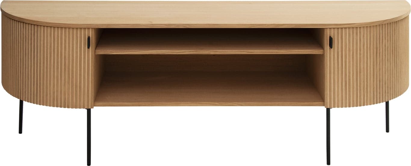 Bilde av Linea buet TV-benk (180 x 40, H 55 cm, lys naturoljet)