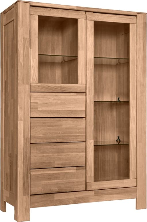 Bilde av Lugano vitrineskap (95 x 41, H 140 cm, mellombrun heltre eik)