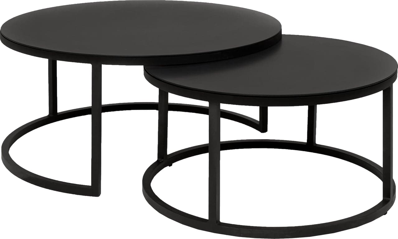 Bilde av Rivera bordsett (Ø: 80 H: 42 cm + Ø: 100 H: 46 cm, svart/grå)