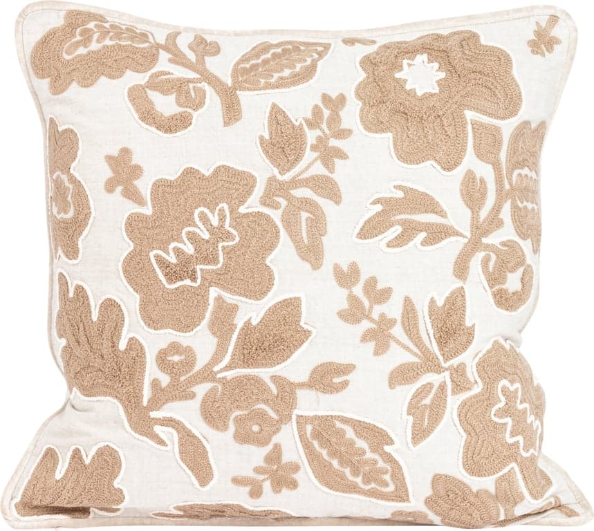 Bilde av Lama putetrekk (med mørk beige dekor i bomull 50x50 cm)