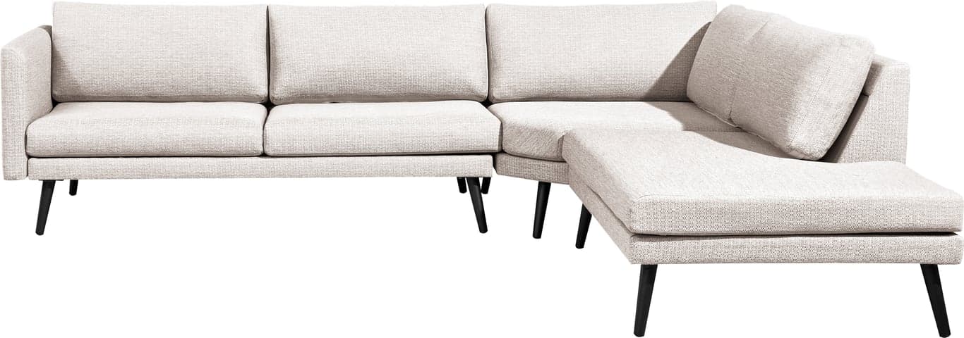 $Bilde av Hjellegjerde hagesofa (Hjørnesofa m/åpen ende til høyre sett forfra, grå m/svarte ben)