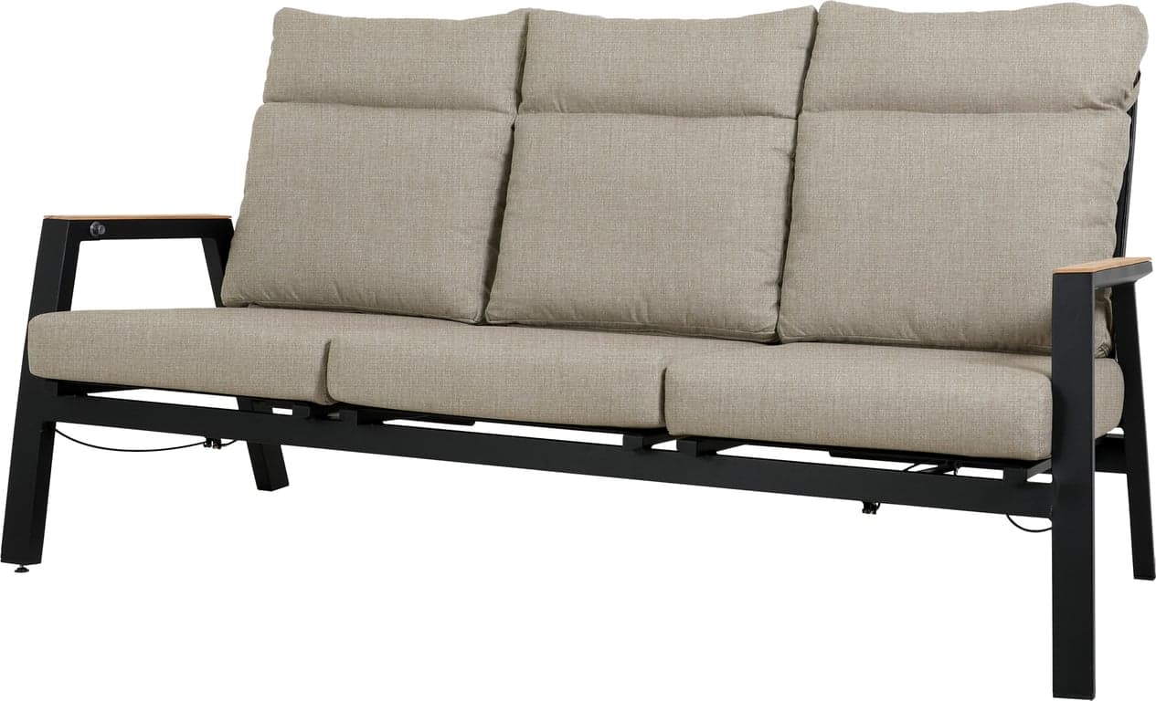 Bilde av Atlanta 3-seter m/justerbar rygg (Svart m/vaniljefargede puter)