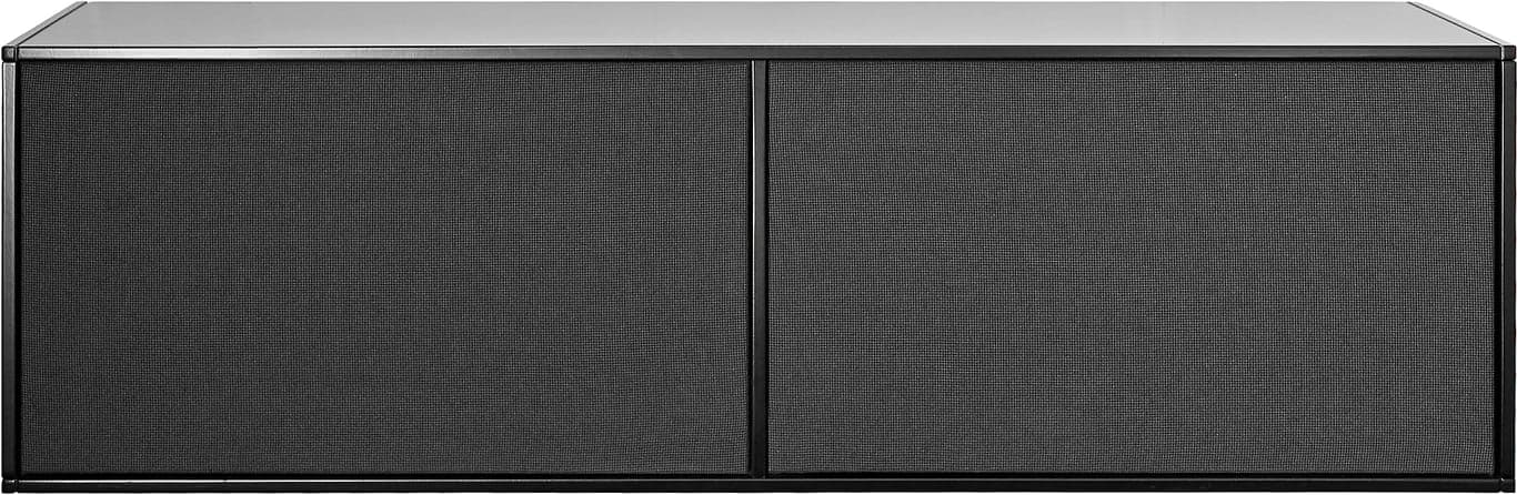 Bilde av Square TV benk (120 x 42, H 35 cm. Modulsystem oppsett 118, TV benk i malt MDF svart, 2 rom med gråstoff-front)