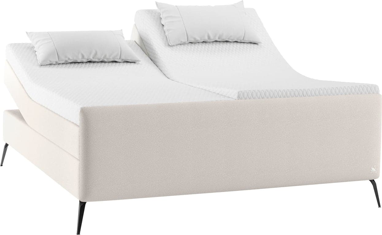 Bilde av Svane® IntelliGel Zienna regulerbar seng 200x210 (Dream Cotton, integrert overmadrass, Diamond Black 19cm ben)