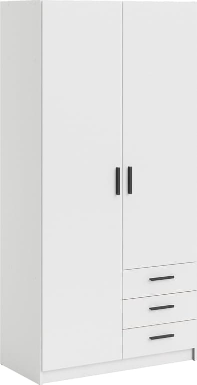Bilde av Sprint garderobeskap  (99 x 50 , H 200 cm , med 2 dører og 3 skuffer hvit)