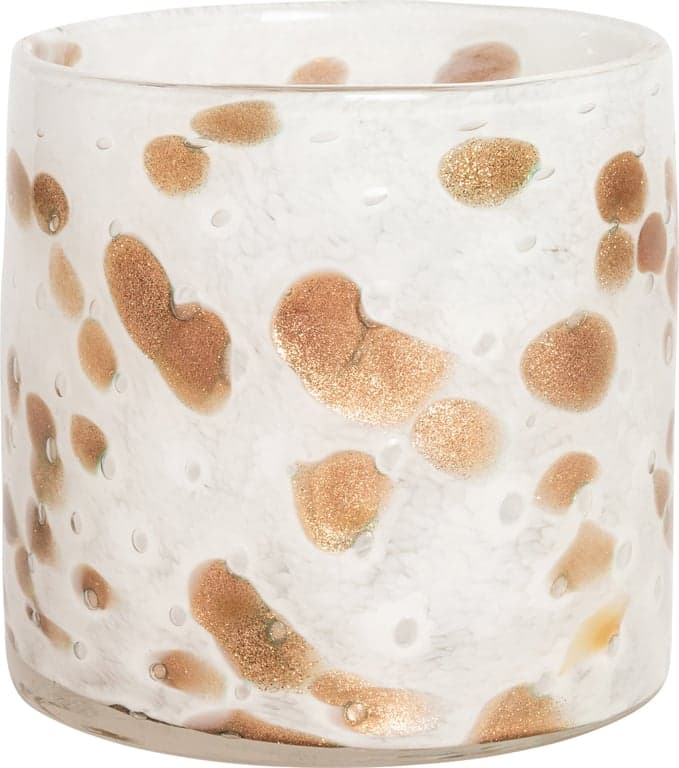 Bilde av Lama lyslykt (glass hvit m gull)