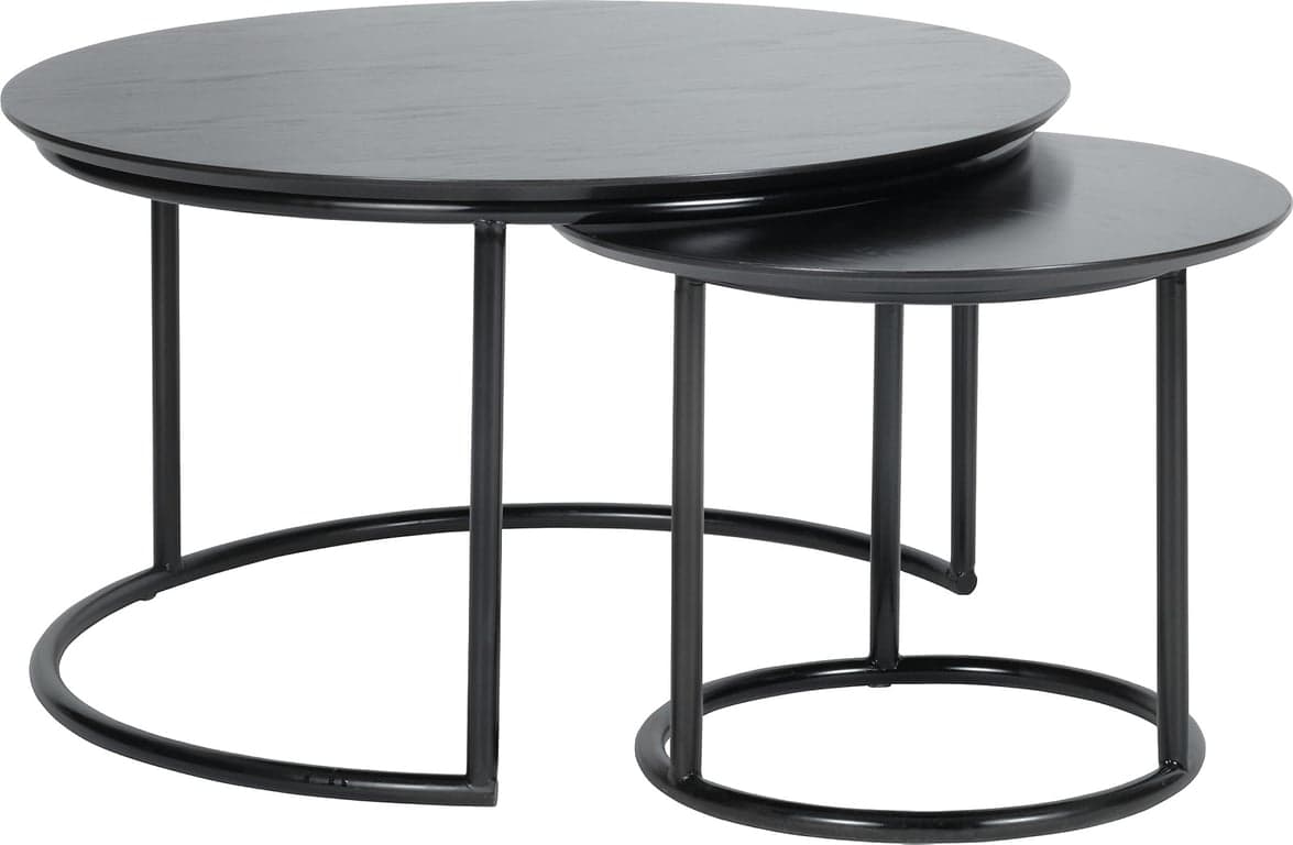 Bilde av Santos sofabord sett (Ø90/60 cm  H52/46 cm, svart finér)