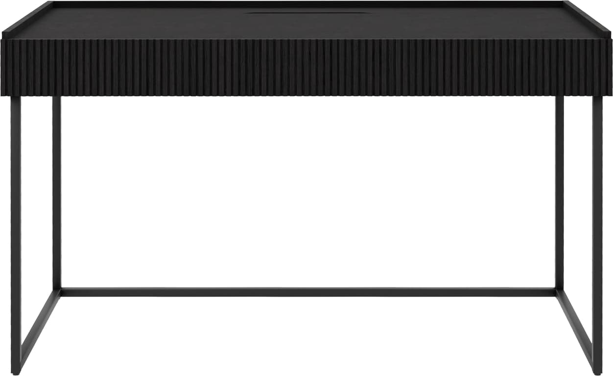 Bilde av Linea skrivebord (130 x 55, H 76 cm, m/metallben, svartlakkert)
