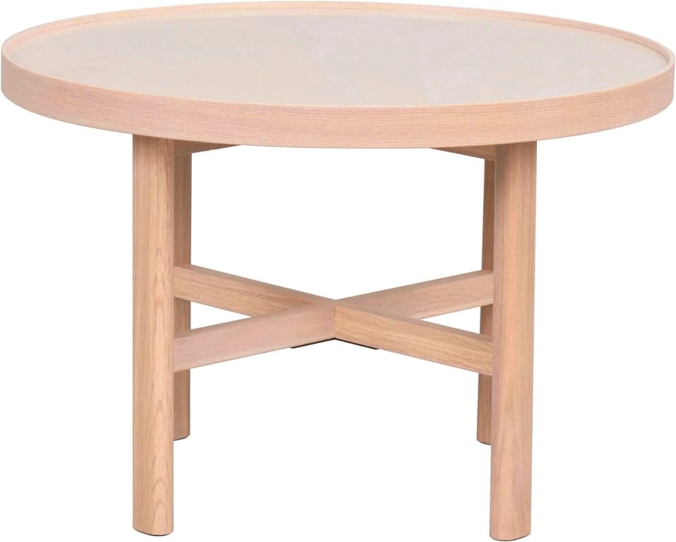 Bilde av Marsden sofabord (rundt Ø60 beige keramikk/hvitpigmentert eik)