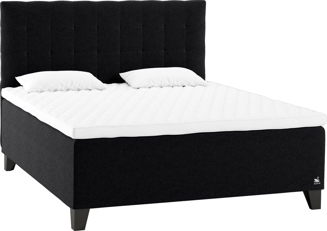 $Bilde av Svane® Origo Plus kontinentalseng 150x200 (Moment Midnight, Earth Elastec overmadrass, Square Shaded Black 14cm ben)