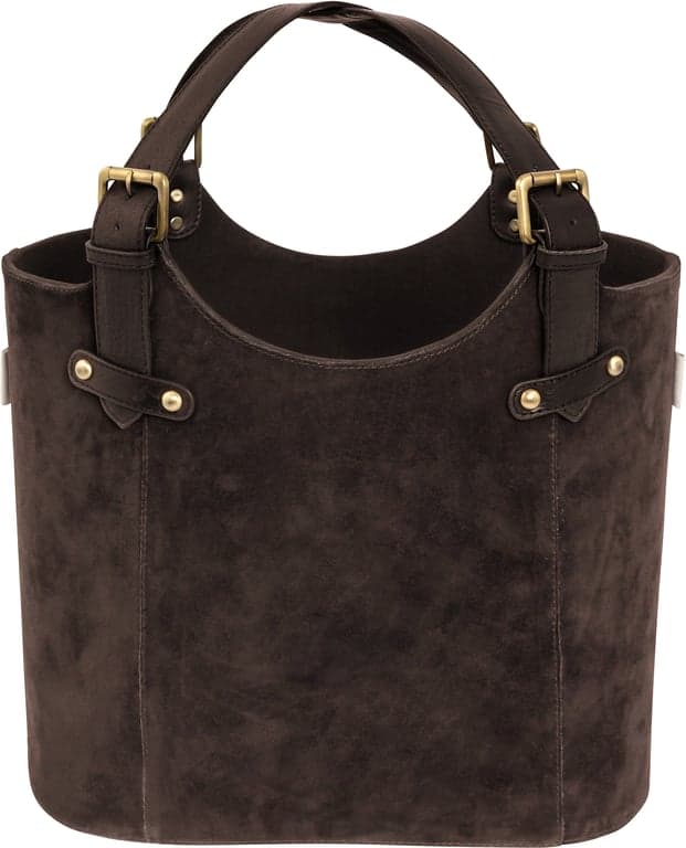 Bilde av Lama vedkurv liten (m/kryss semsket skinn brun str S)