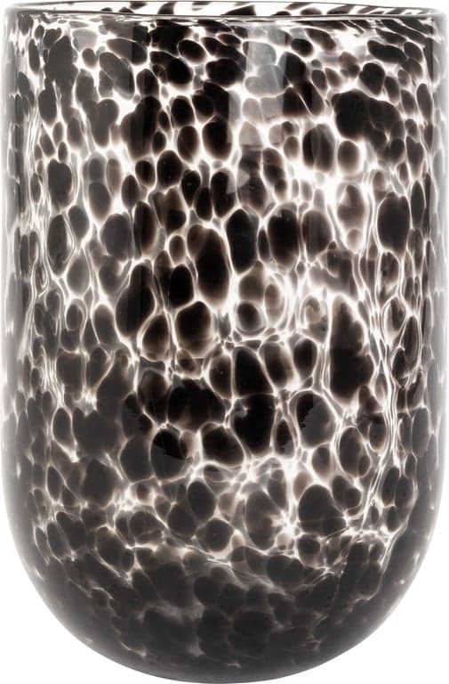 Bilde av Lama vase (buet glass svart leopard 24x36 cm)