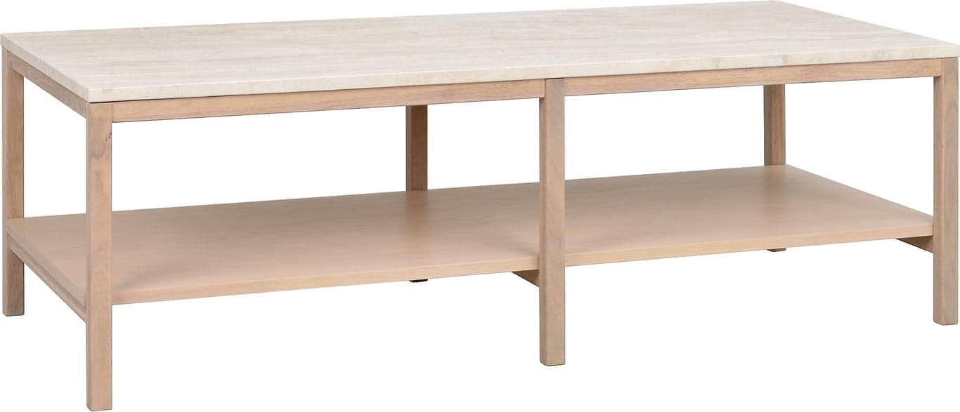 Bilde av Orwel sofabord (140x60 beige travertin/hvitpigmentert eik)