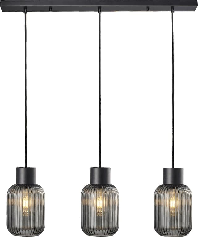 Bilde av Ina taklampe (3 lys på skinne, sort/røkfarget  )