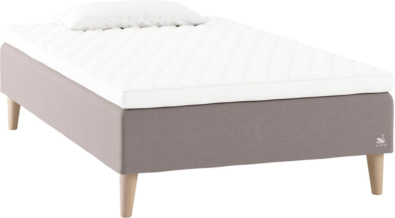 Bilde av Svane® Mila rammeseng 120x200 (Moment Ice Grey, Earth Elastec overmadrass,Cone Oak 19cm ben)