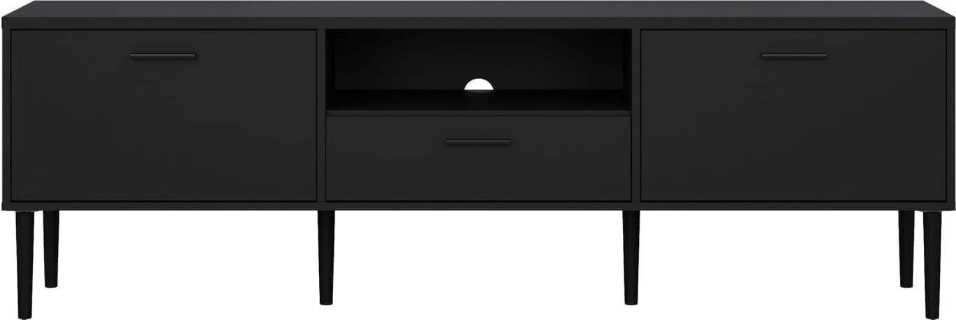 Bilde av Billund TV-benk  (177 x 40, H 57 cm, 1 åpen hylle, 1 skuff og 2 skapdører svart)