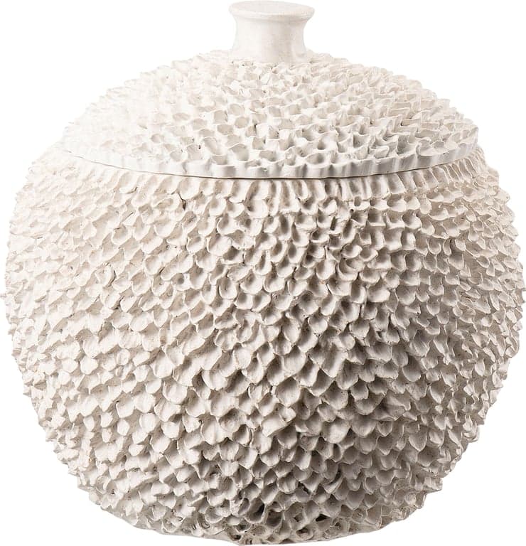 Bilde av Moline krukke m/lokk (Ø: 26 H: 25 cm, kremfarget)