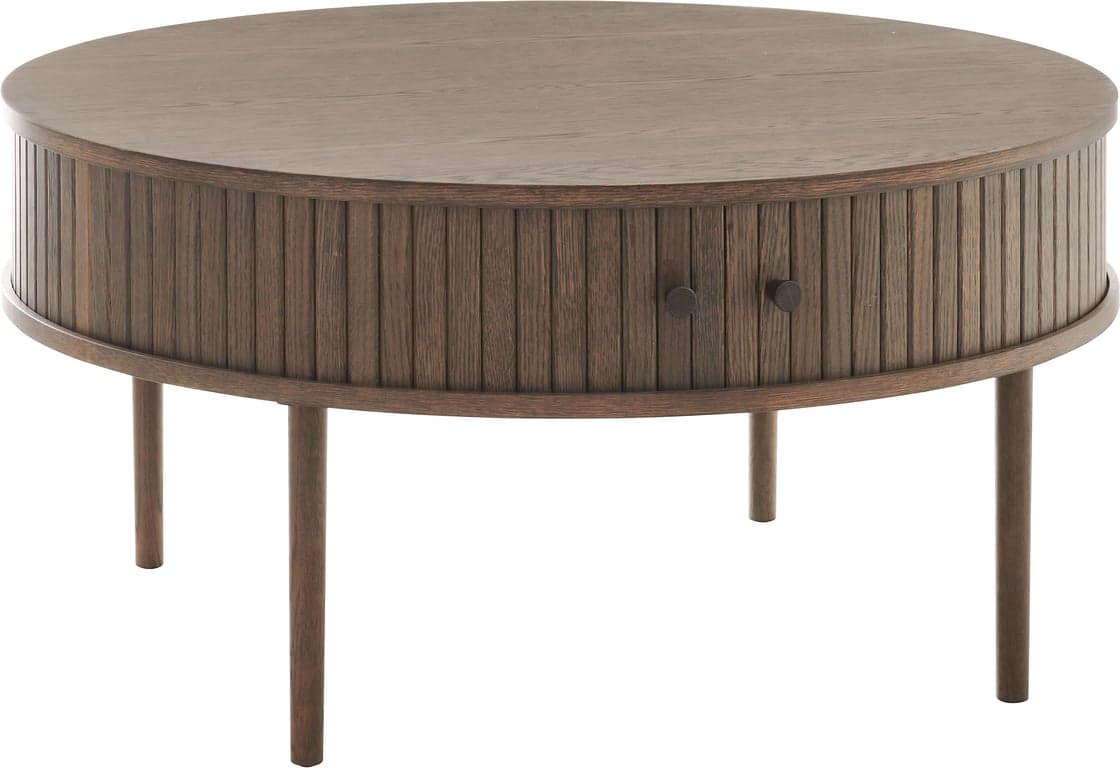 Bilde av Slide sofabord rundt (Ø 90 cm, brun, lakkert eikefiner)