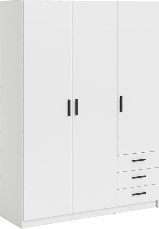 Bilde av Sprint garderobeskap   (147 x 50, H 200 cm , med 3 dører og 3 skuffer hvit)