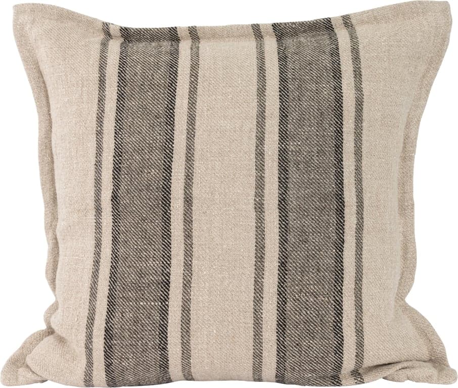 $Bilde av Lama putetrekk (grov lin med grønn stripe 50x50 cm)