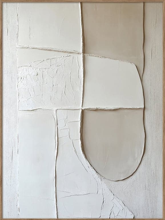 Bilde av Canvas White On White (60 x 80 cm, m/smal ramme, rustikk eikefarget)