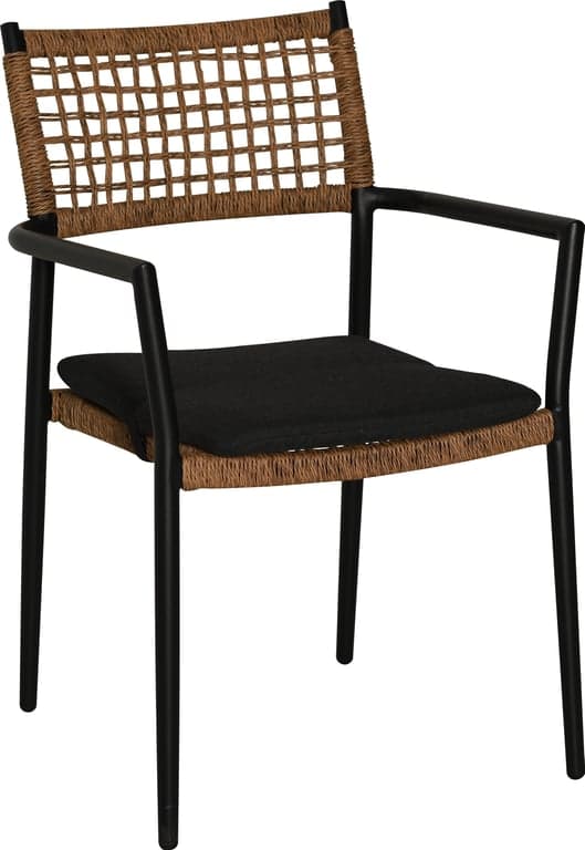 Bilde av Murcia spisestol (Svart ramme, naturfarget flett, svart pute)