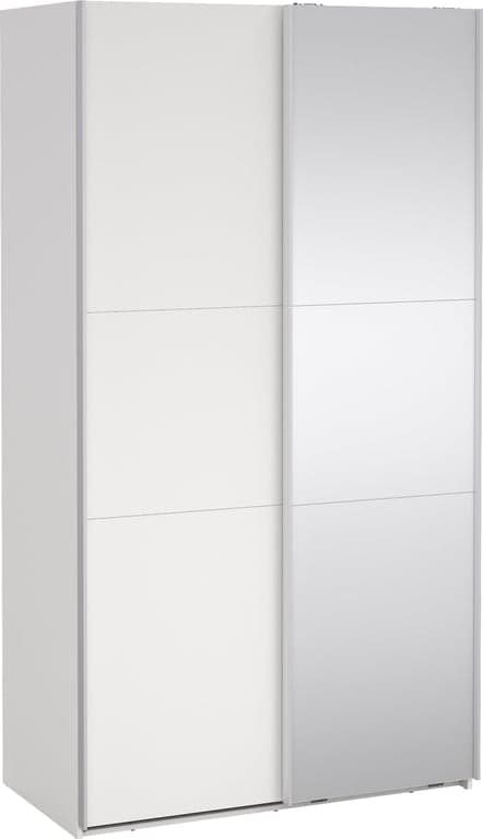 Bilde av Como skyvedørsgarderobe 120x220cm (Hvit, med 1 hvit dør og 1 speildør )