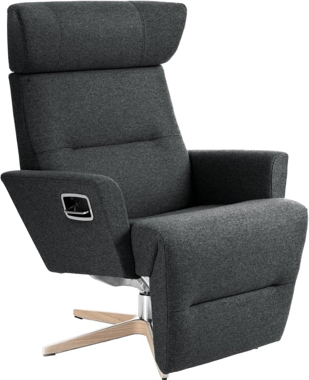 Bilde av Conform Relieve recliner (Svingfot ubehandlet eik/alu stoff Sheford dark grey)