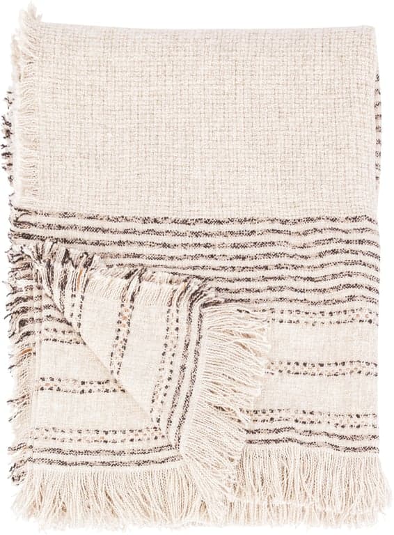 Bilde av Lama pledd Trentino (130x180cm, beige m/svarte striper)