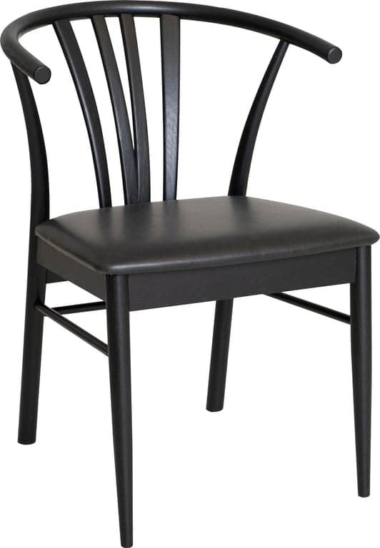 Bilde av Aron spisestol (Svartlakkert heltre eik, sete i antikk svart PU)