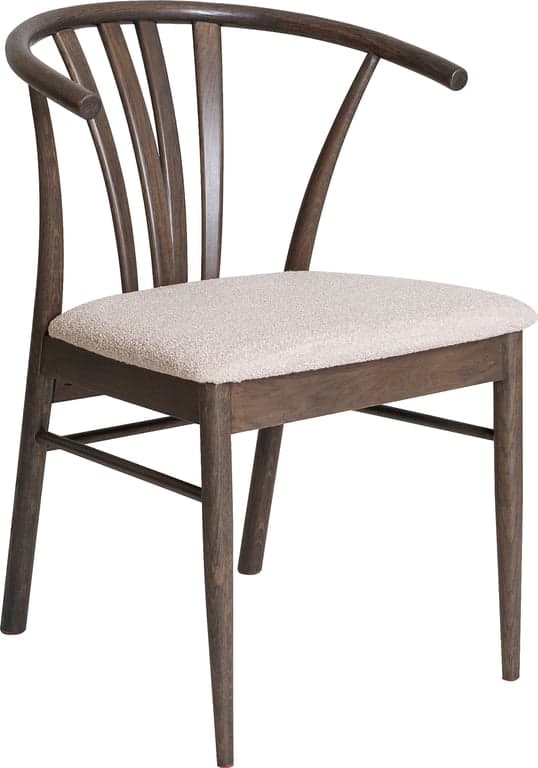 Bilde av Aron spisestol  (Brunlakkert heltre eik, beige sete i boucle)